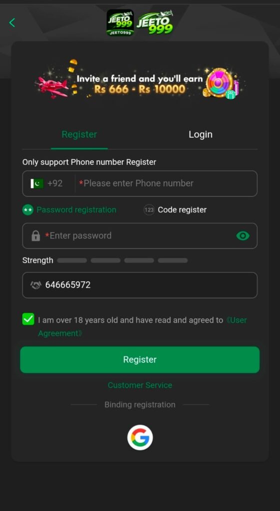 jeeto999 app register
